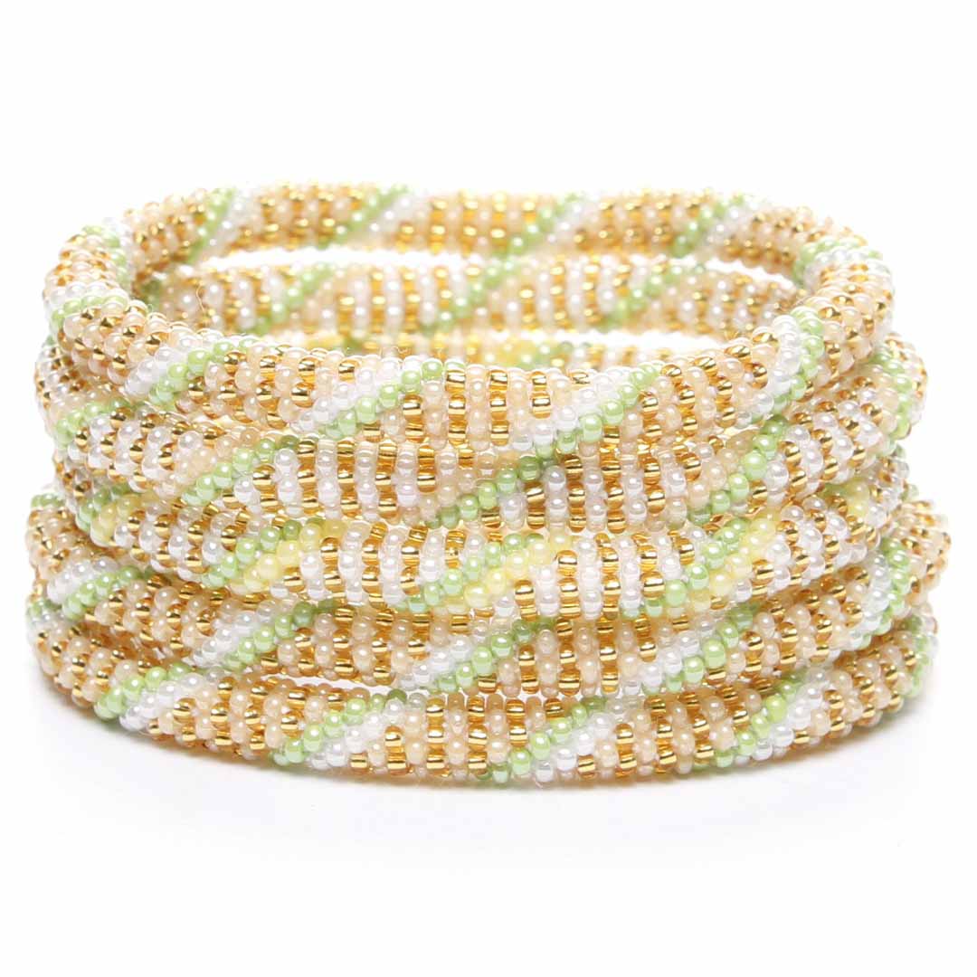Iced Green Tea Twist Beaded Bracelet Stack