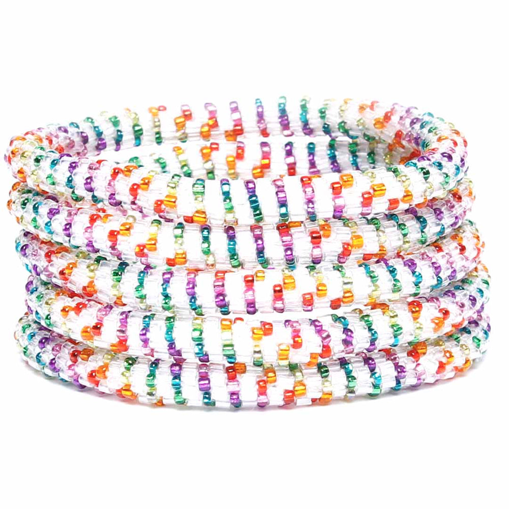 Iced Rainbow Stripe Beaded Bracelet-2