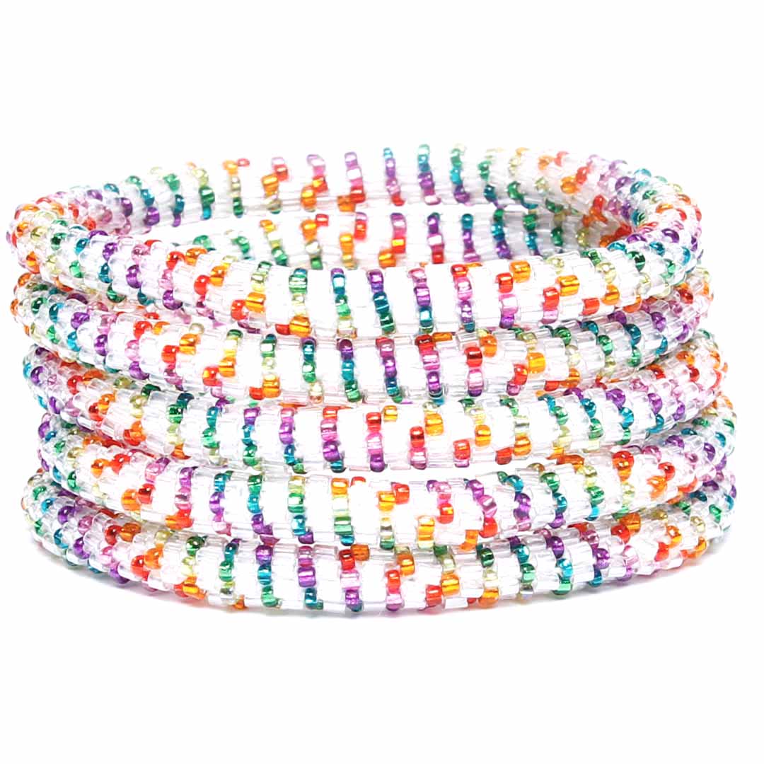 Iced Rainbow Stripe Beaded Bracelet-2