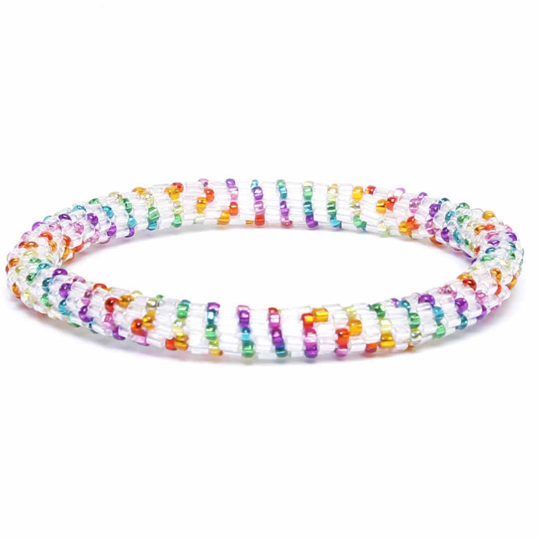 Iced Rainbow Stripe Beaded Bracelet