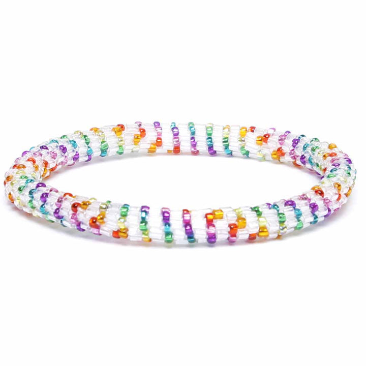 Iced Rainbow Stripe Beaded Bracelet