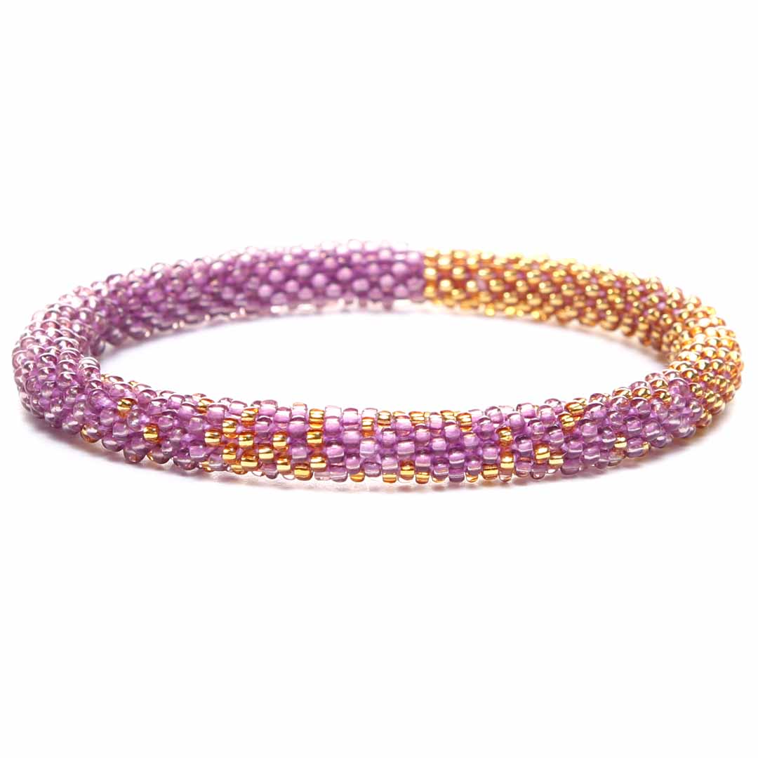 Icy Lavender Sorbet Gold Bracelet - Seed Bead Jewelry Close Up - Cana Capri