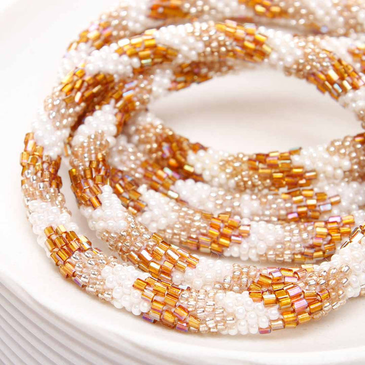 Iridescent Amber & Champagne Sparkles - 7"