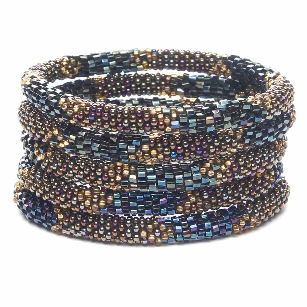 Iridescent Castle Ball Beaded Bracelet STack