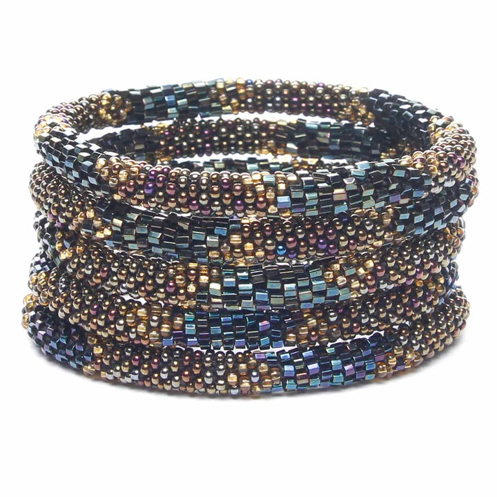 Iridescent Castle Ball Beaded Bracelet STack