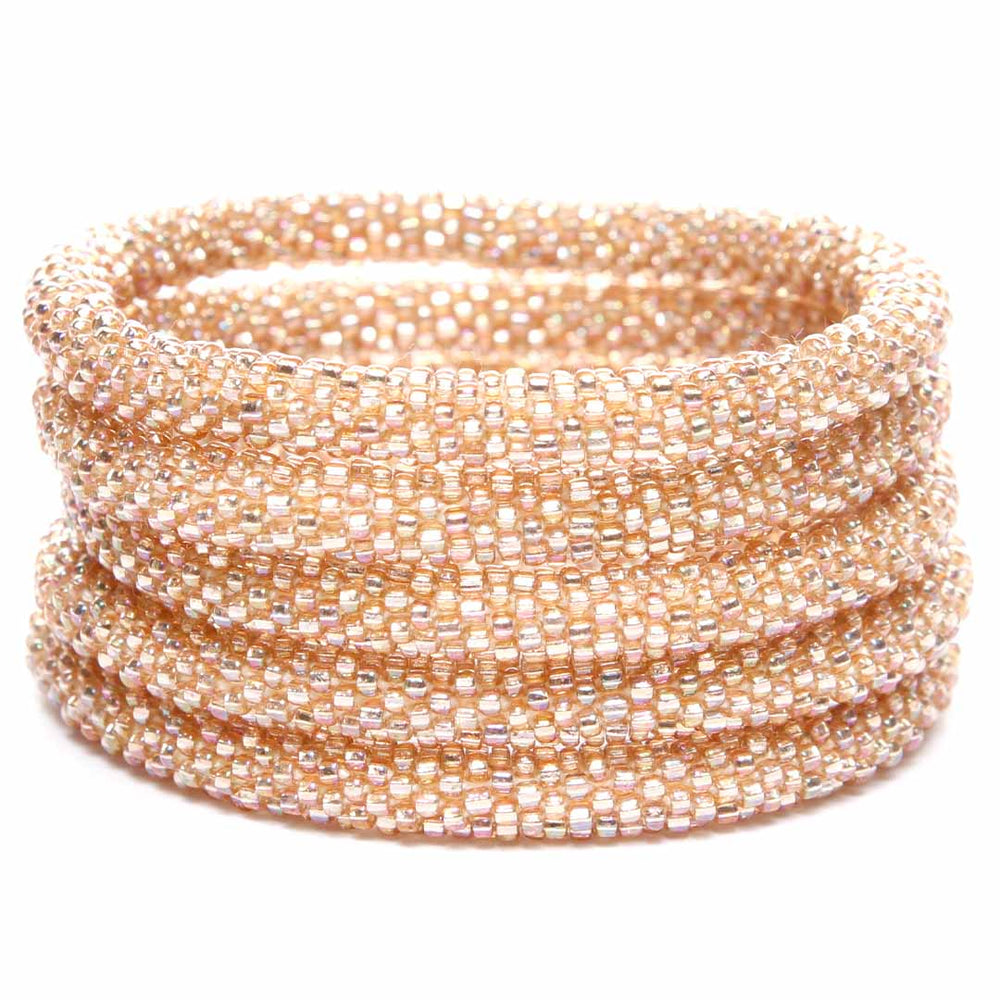 Iridescent Champagne Bracelet - Seed Bead Jewelry - Stack