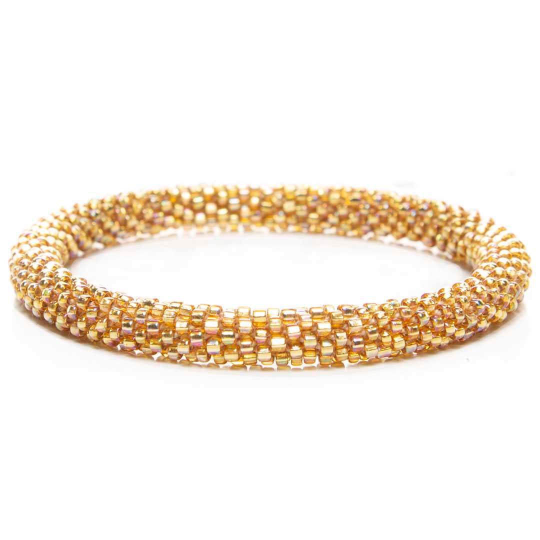Iridescent Gold Handmade Czech Glass Bead Bracelet Bracelets for Women Art Jewelry