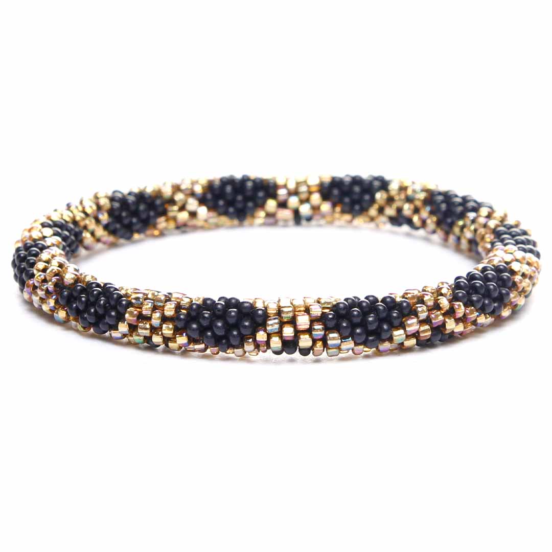 Iridescent Gold Onyx Bracelet - Handmade Seed Bead Jewelry - Front