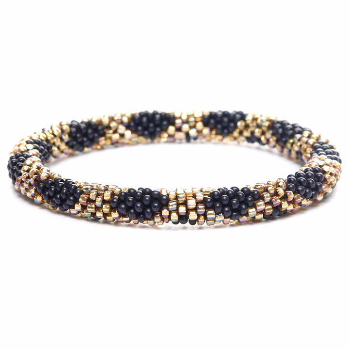 Iridescent Gold Onyx Bracelet - Handmade Seed Bead Jewelry - Front
