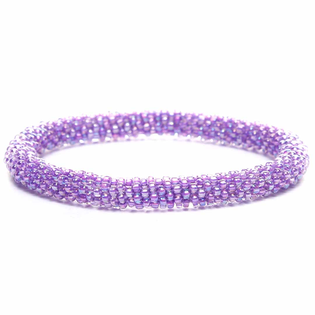 Iridescent Grape Splash Bracelet - Seed Bead Jewelry Close Up - Cana Capri