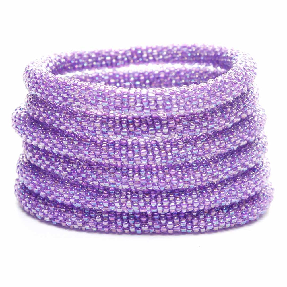 Iridescent Grape Splash Bracelet - Seed Bead Jewelry STack - Cana Capri