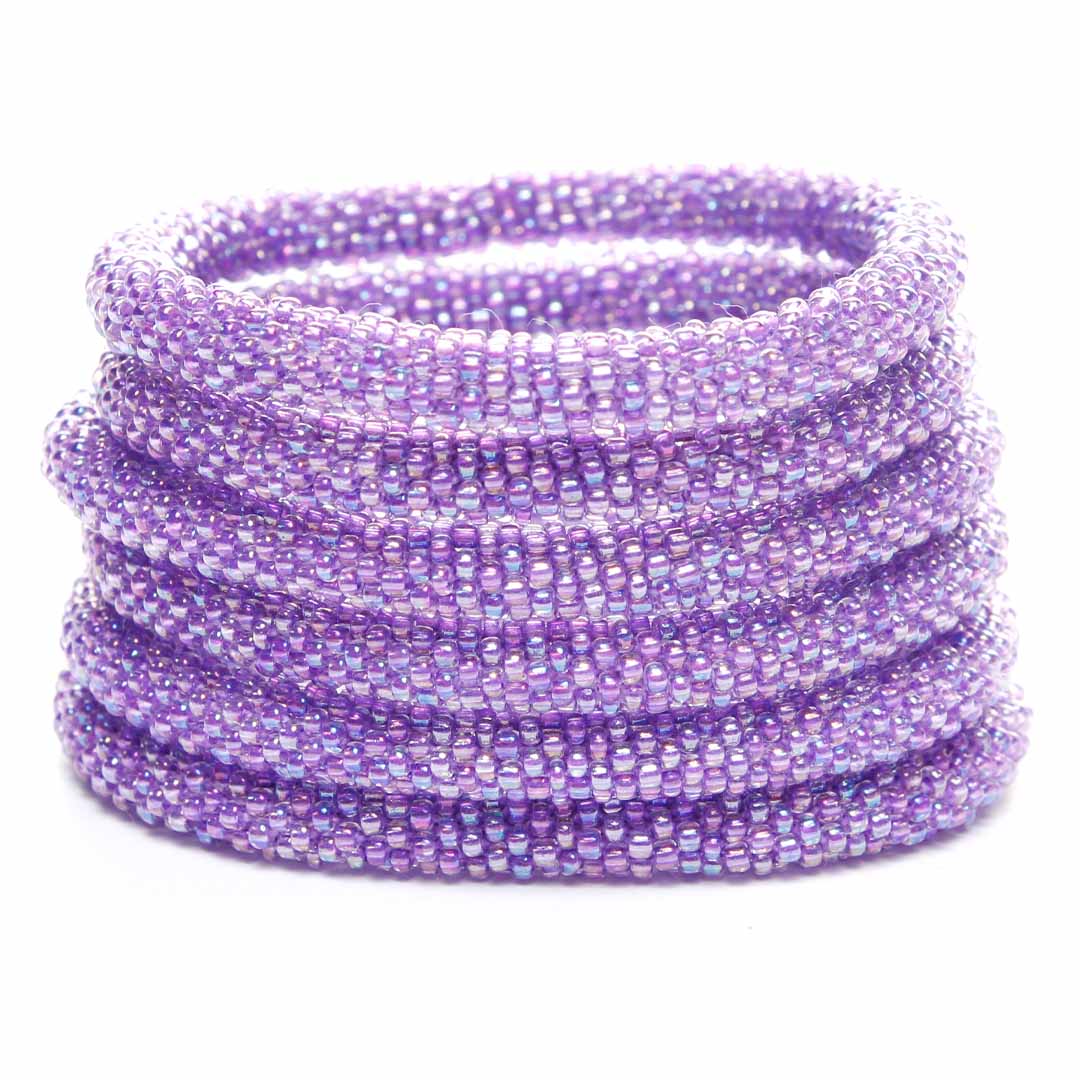 Iridescent Grape Splash Bracelet - Seed Bead Jewelry STack - Cana Capri