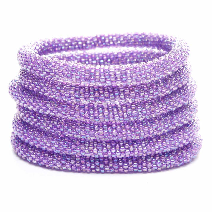 Iridescent Grape Splash Bracelet - Seed Bead Jewelry STack - Cana Capri
