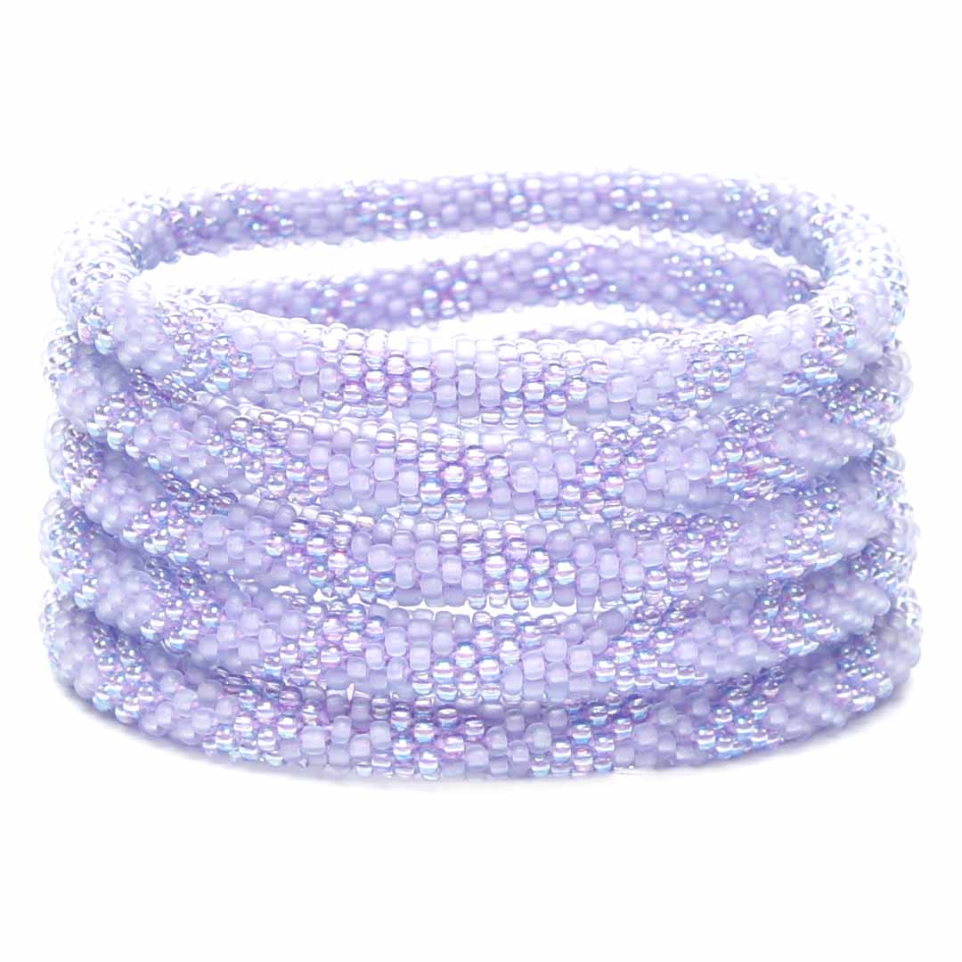 Iridescent Lavender Frost Beaded Bracelet-2
