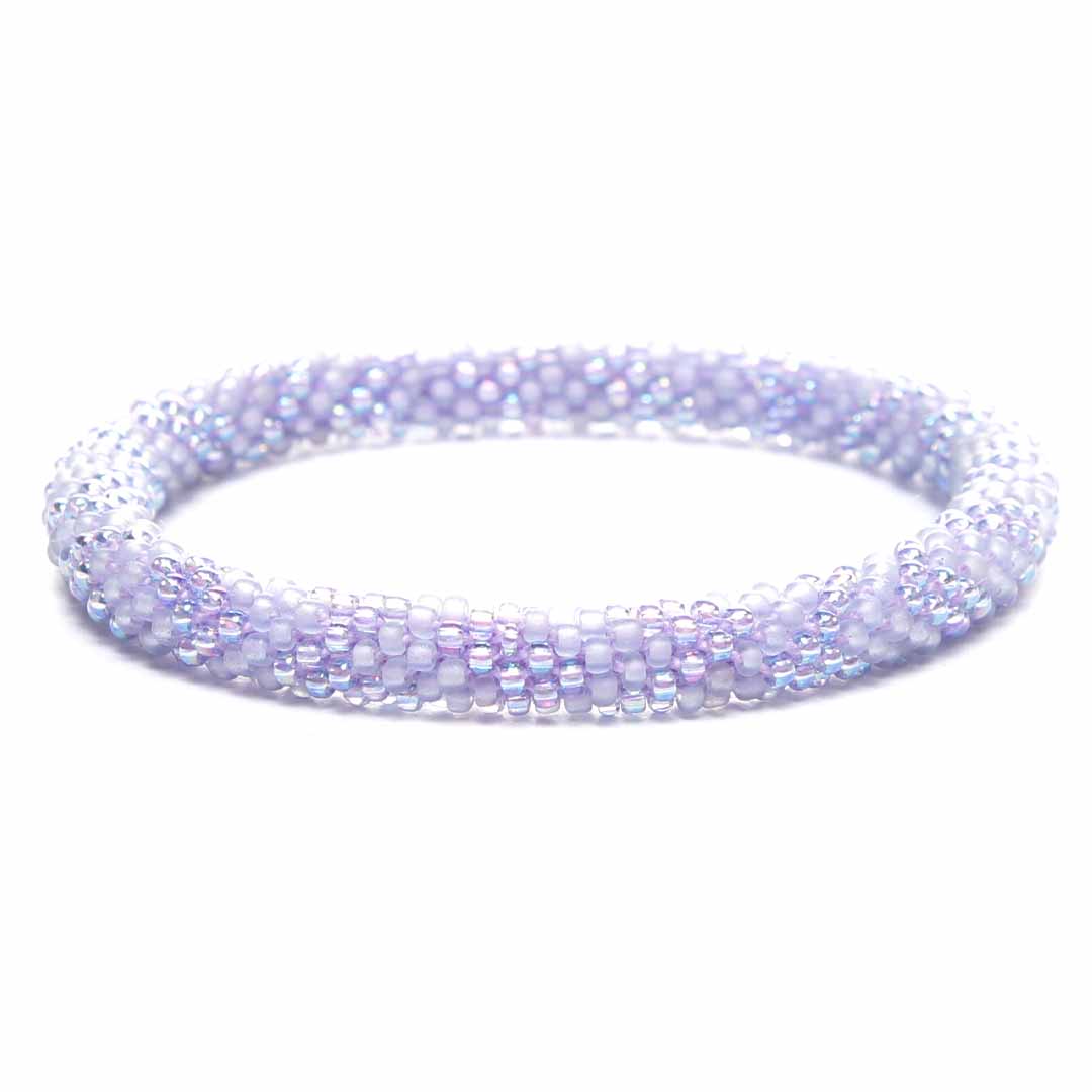 Iridescent Lavender Frost Bracelet - Seed Bead Jewelry Close Up - Cana Capri
