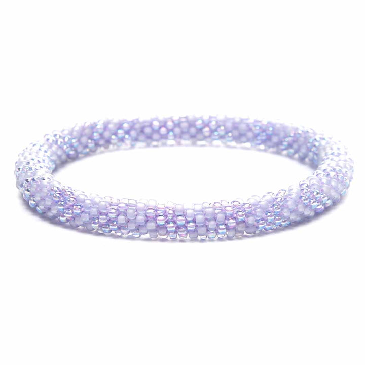Iridescent Lavender Frost Bracelet - Seed Bead Jewelry Close Up - Cana Capri