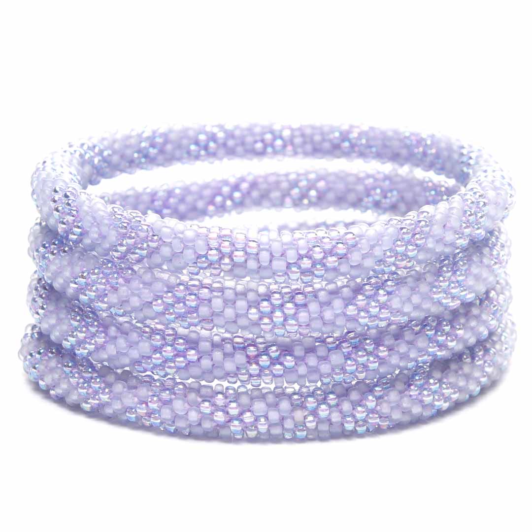 Iridescent Lavender Frost Bracelet - Seed Bead Jewelry Stack - Cana Capri