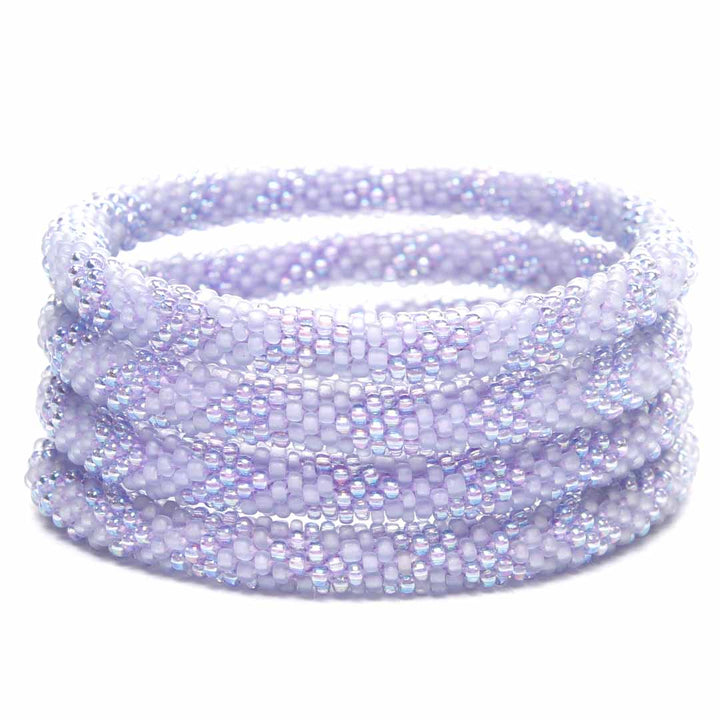 Iridescent Lavender Frost Bracelet - Seed Bead Jewelry Stack - Cana Capri
