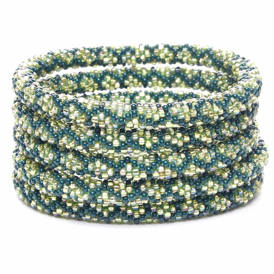 Iridescent Lime Grove Beaded Bracelet