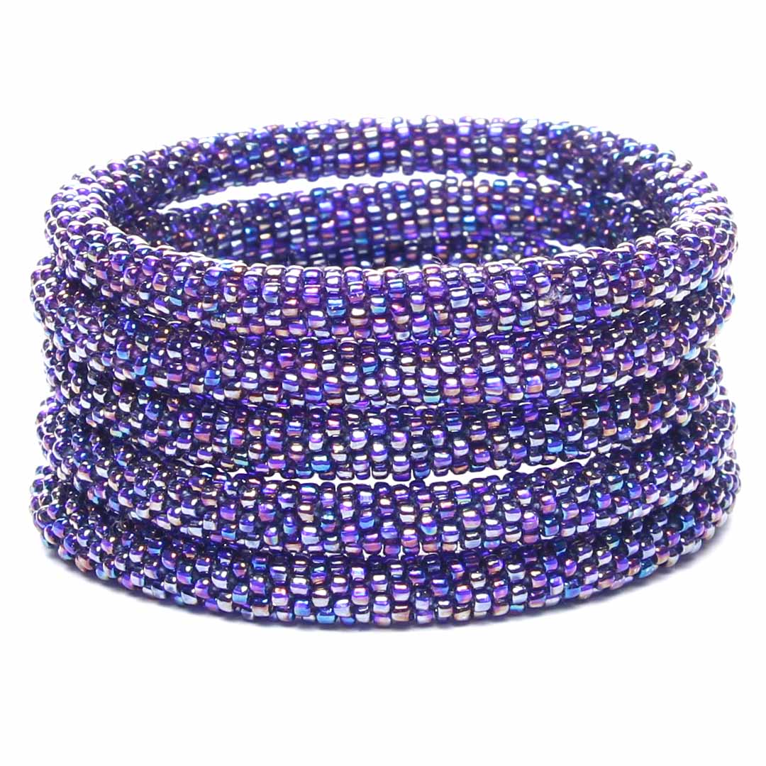 Iridescent Purple Shimmer Beaded Bracelet