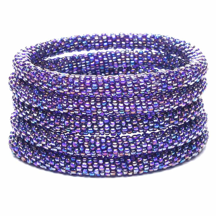 Iridescent Purple Shimmer Beaded Bracelet