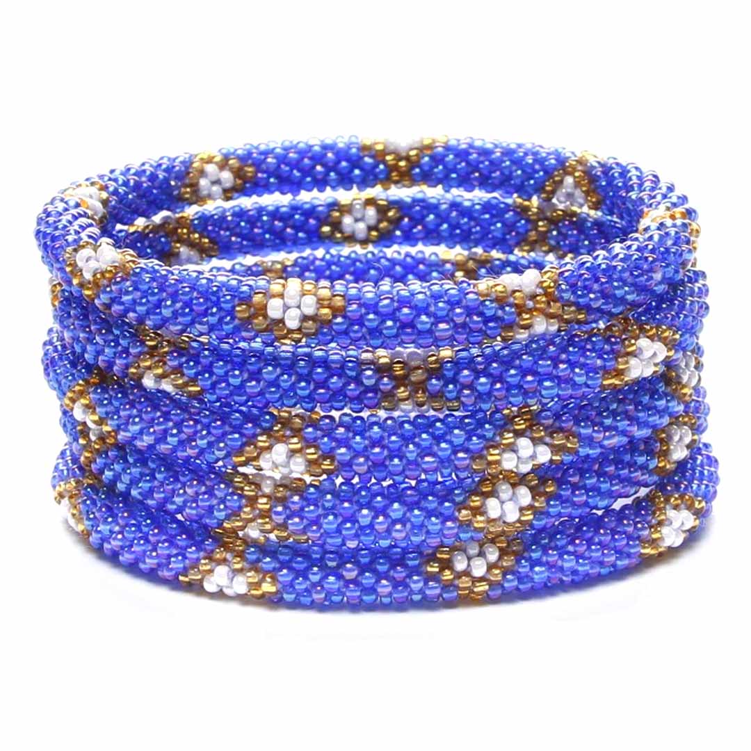 Iridescent Royal Blue & Pearl Diamonds - 7"
