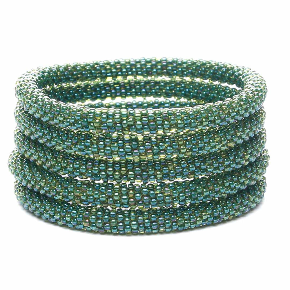 Iridescent Sea Green Beaded Bracelet-1 STack