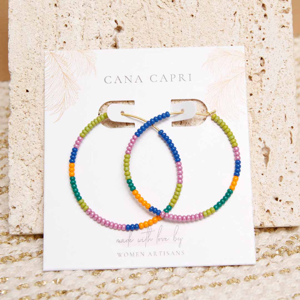Island Fiesta Beaded Hoop Earrings - Handmade Artisan Jewelry-Packaging