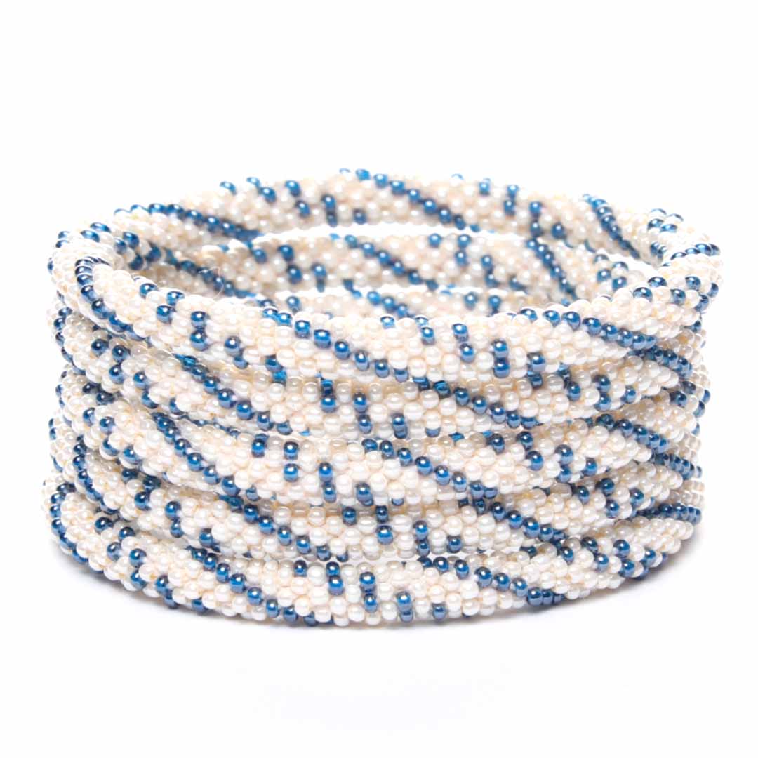 Ivory Denim Beaded Bracelet-2