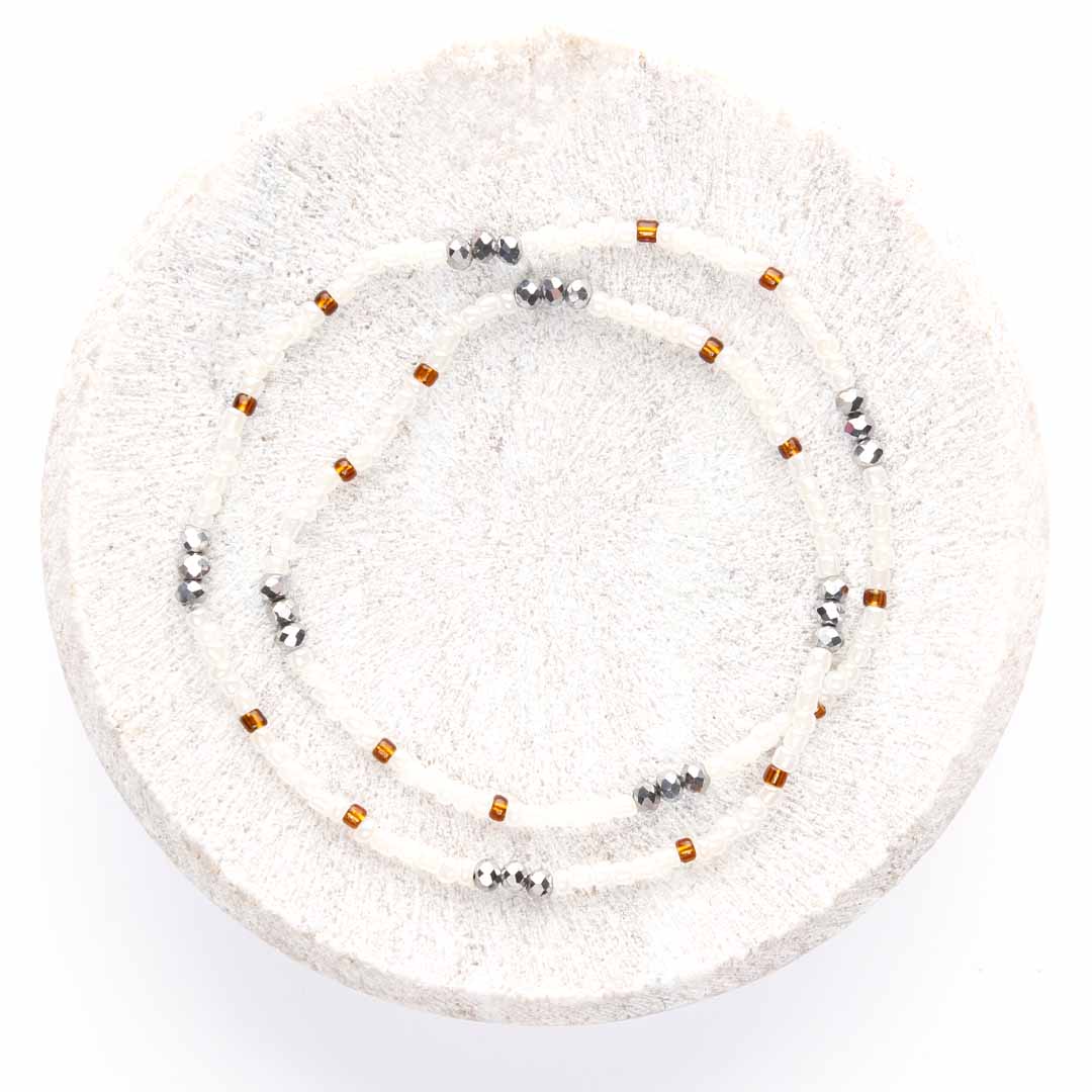 Jamaican Rum Cream Beaded Anklet-1