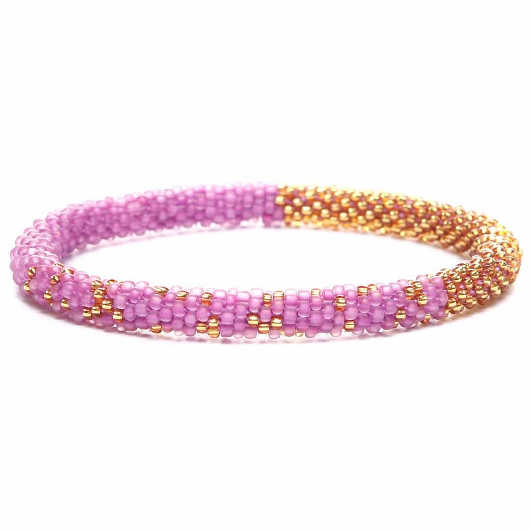 Lavender Sorbet Gold Bracelet - Seed Bead Jewelry Close Up - Cana Capri