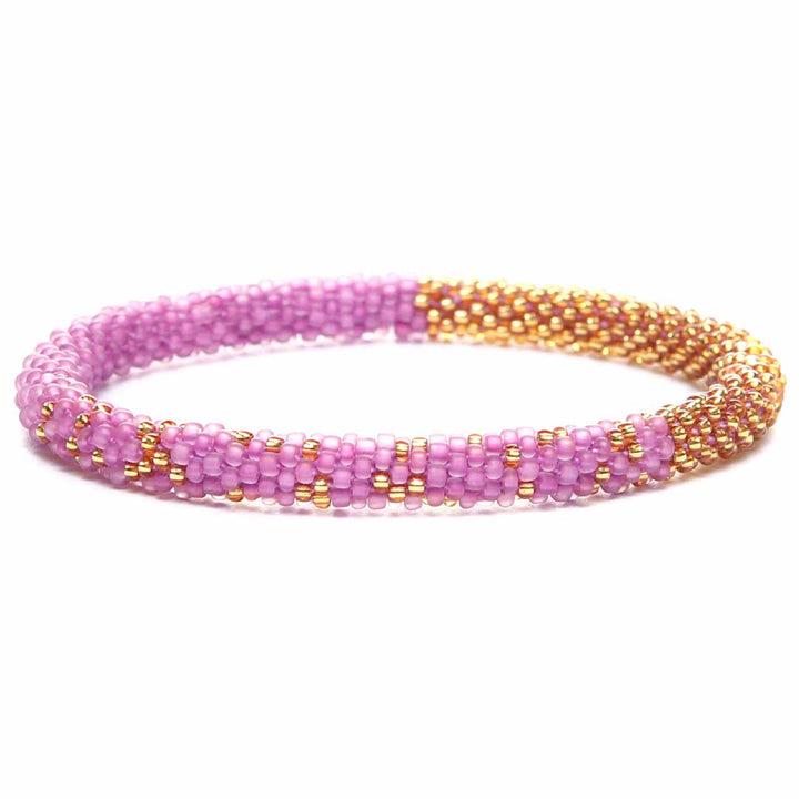 Lavender Sorbet Gold Bracelet - Seed Bead Jewelry Close Up - Cana Capri