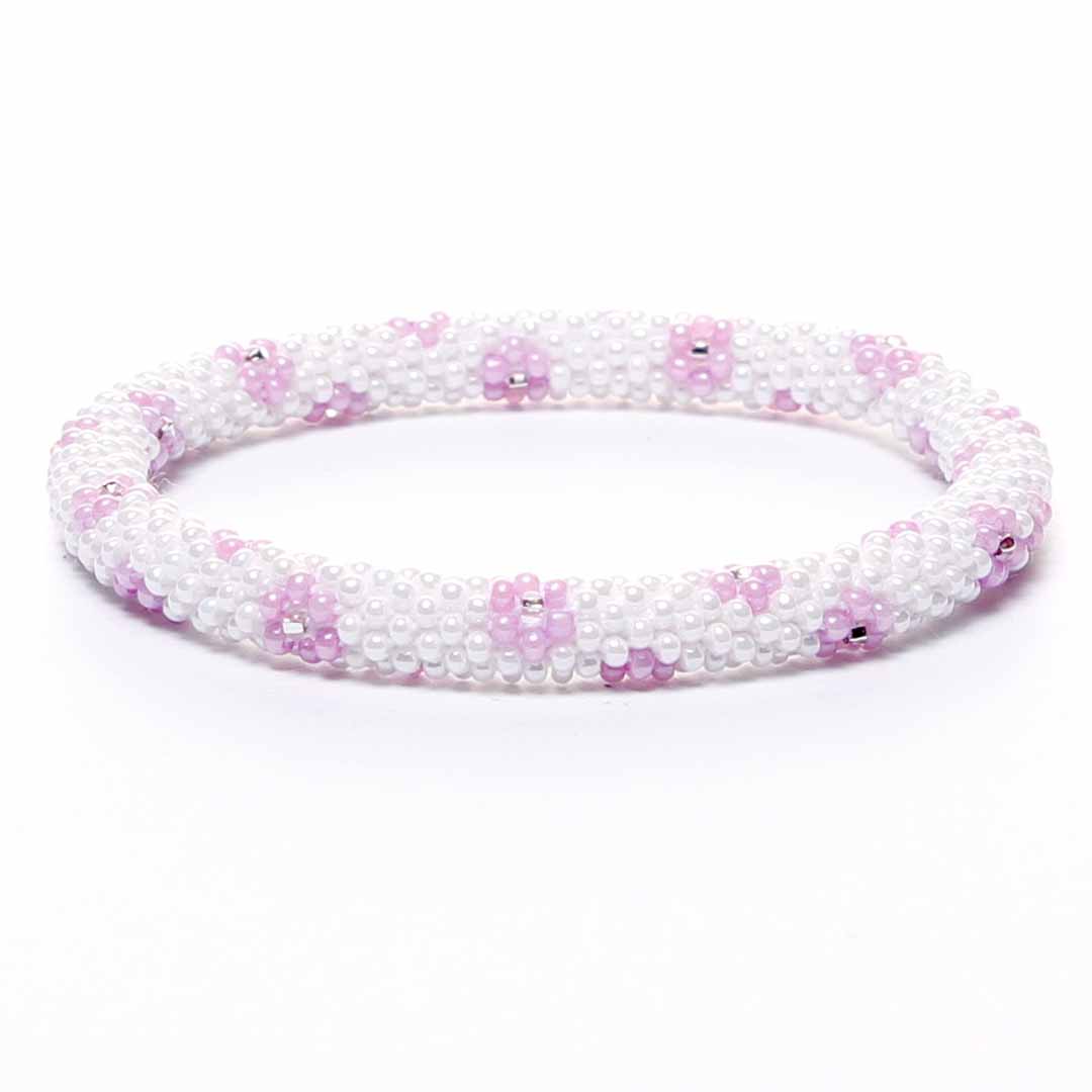 Lilac Daisies Beaded Bracelet