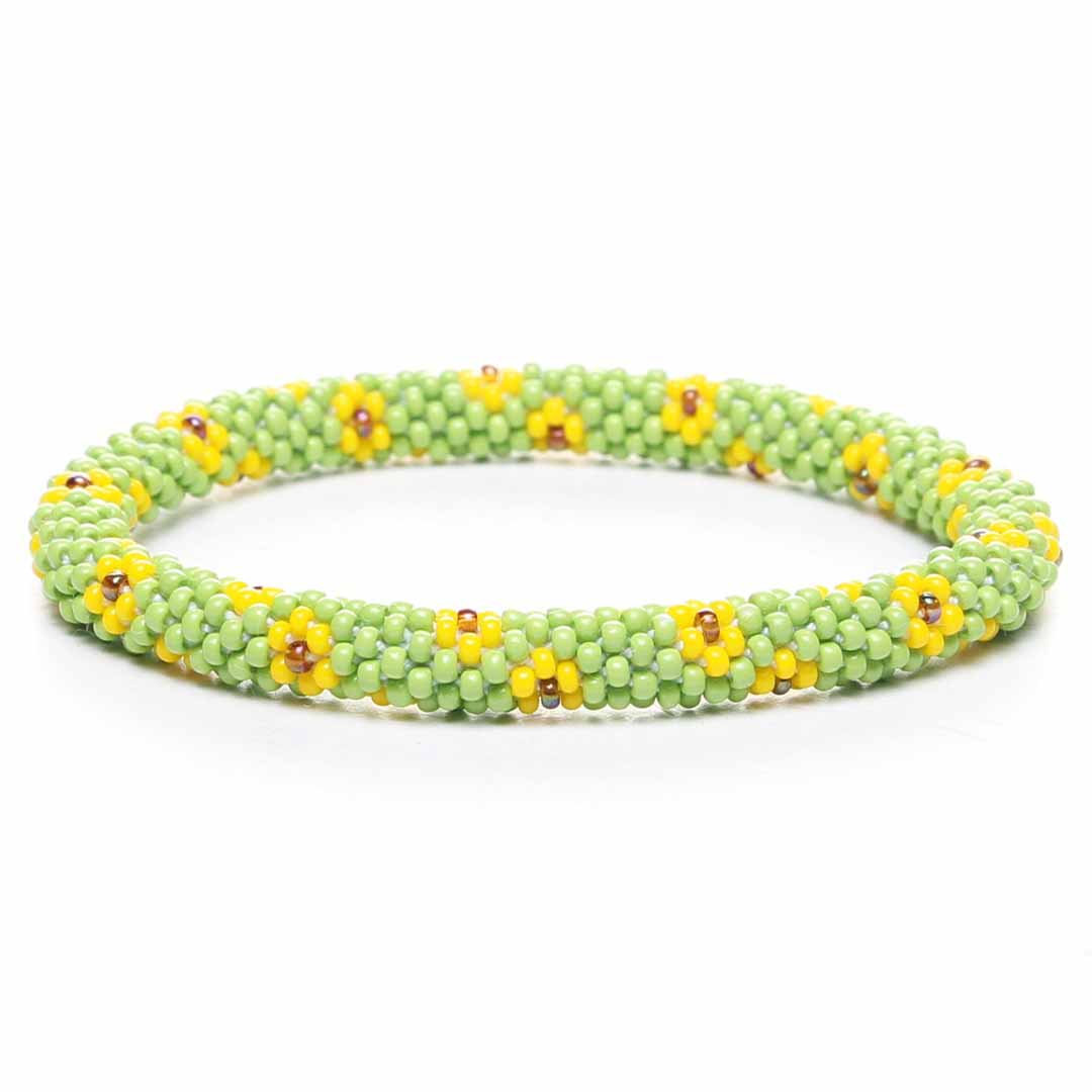 Lime Daisy Garden Beaded Bracelet