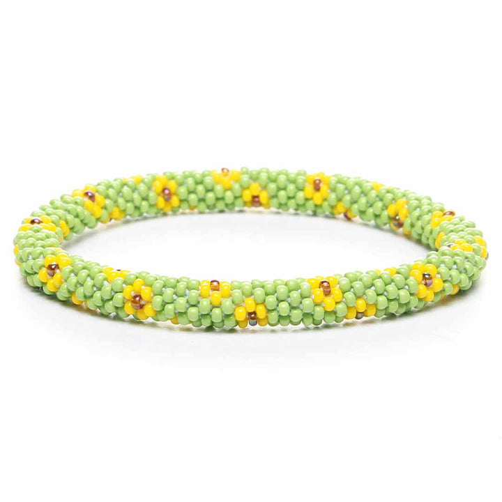 Lime Daisy Garden Beaded Bracelet