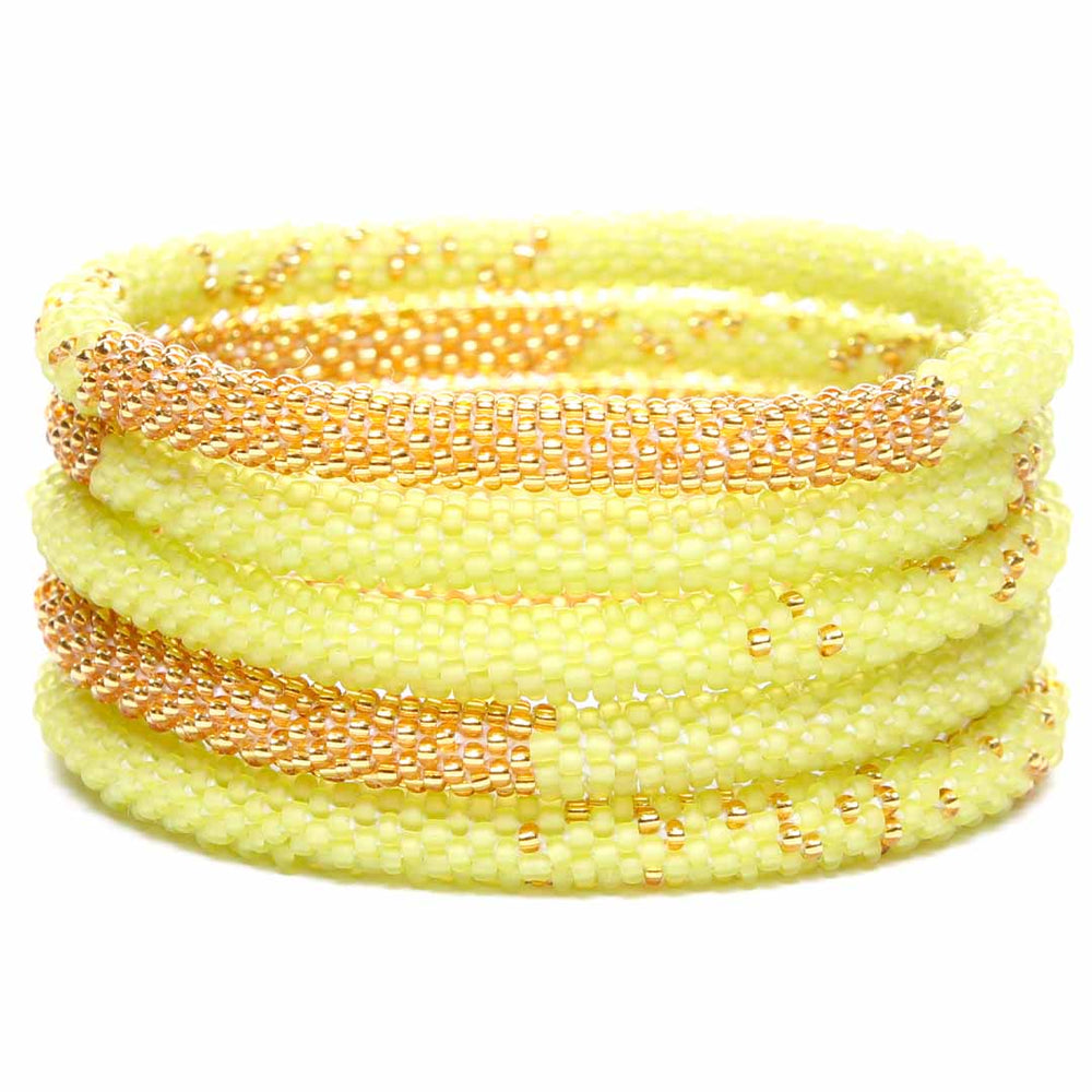 Lime Sorbet Gold Bracelet - Seed Bead Jewelry Stack - Cana Capri