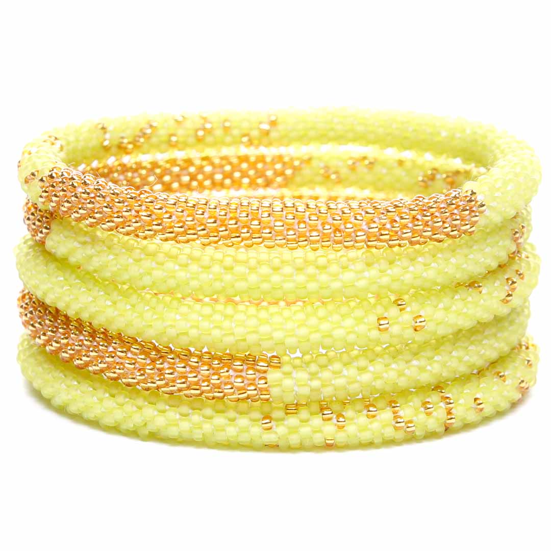 Lime Sorbet Gold Bracelet - Seed Bead Jewelry Stack - Cana Capri