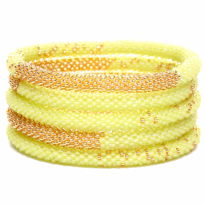 Lime Sorbet Gold Bracelet - Seed Bead Jewelry Stack - Cana Capri