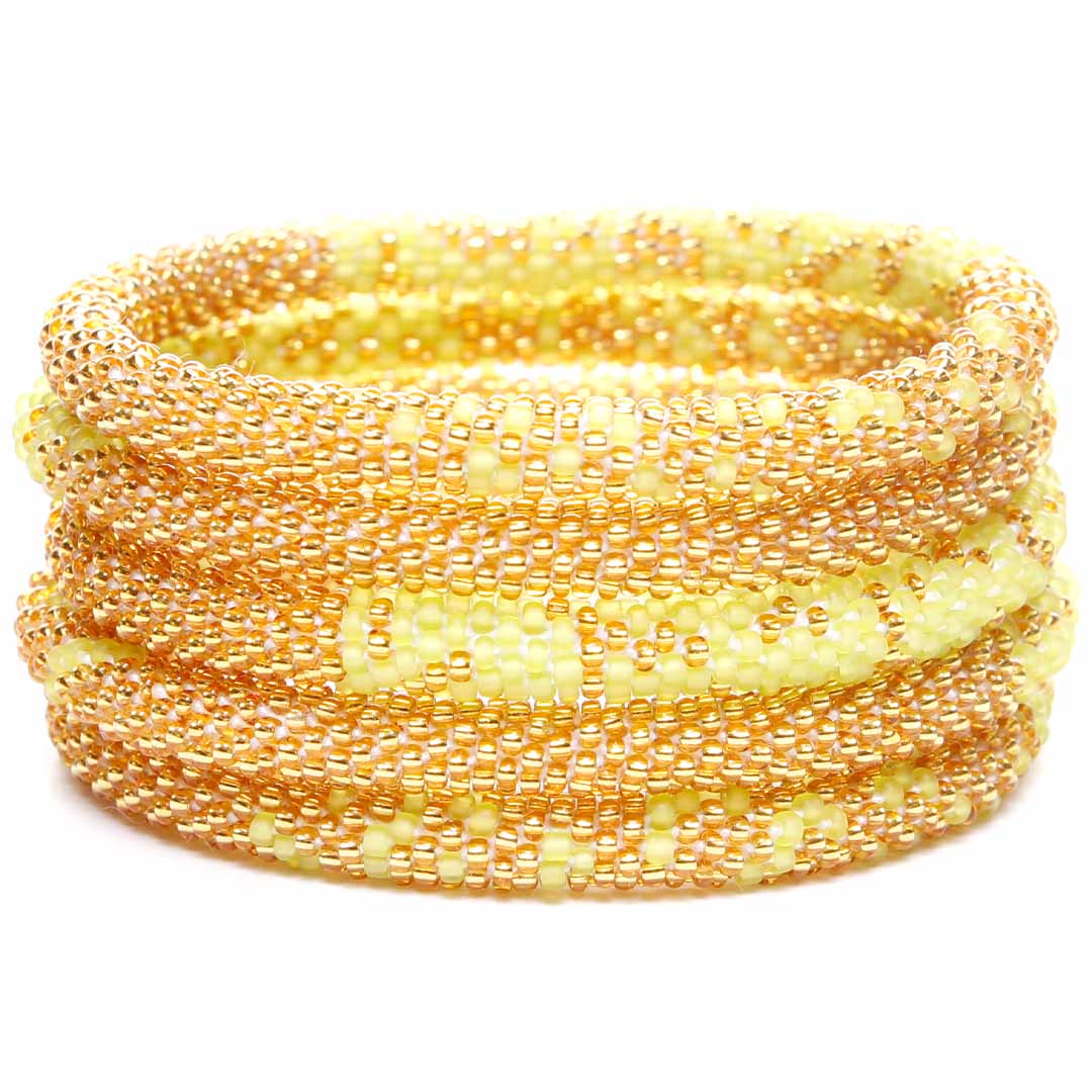 Lime Sorbet Gold Bracelet - Seed Bead Jewelry Stack - Cana Capri