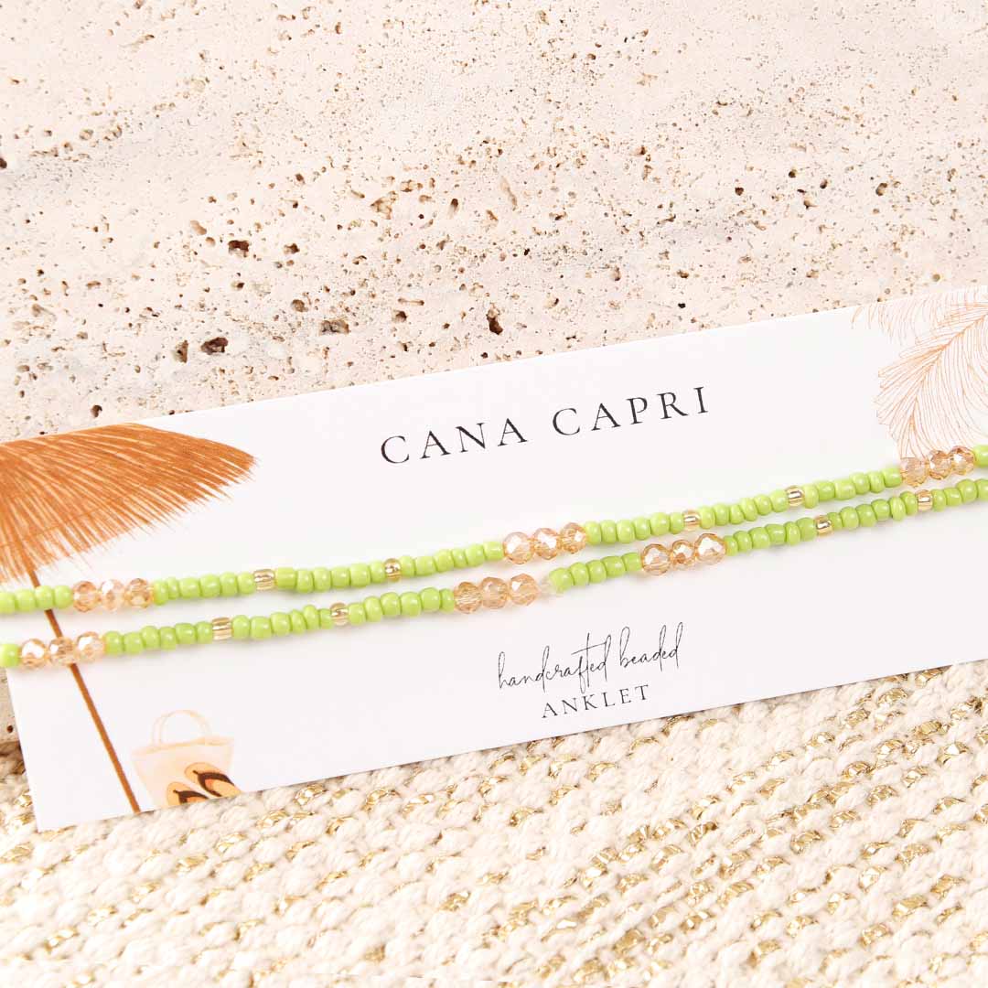 LimeSpritzerBeadedAnkleBracelet-HandmadeArtisanJewelry-Packaging-CanaCapri