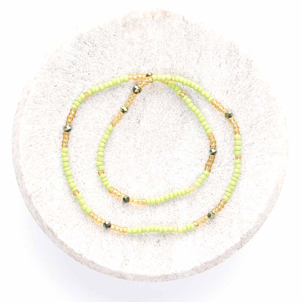 Lime and Sunshine Beaded Anklet Gold-1