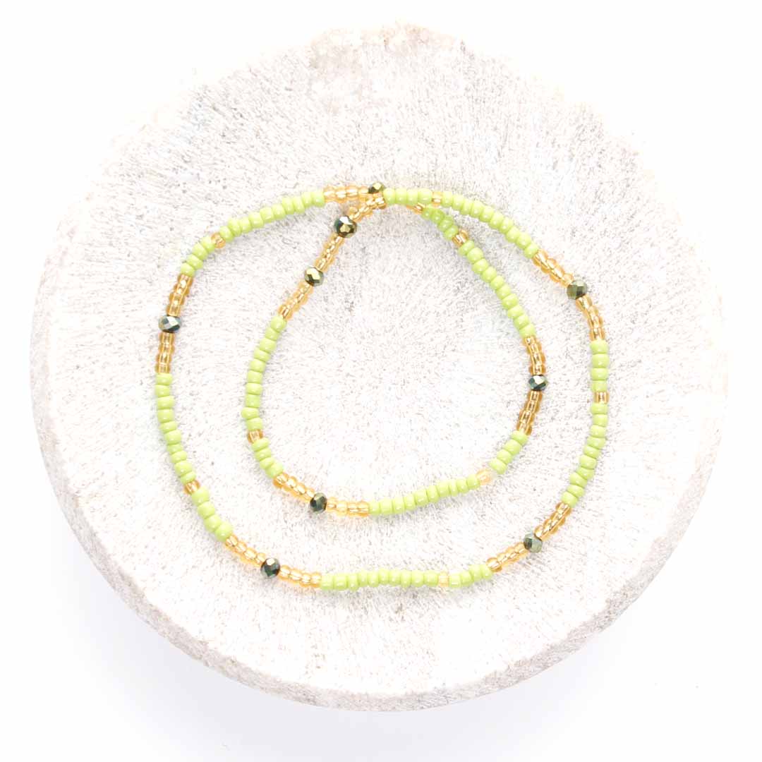 Lime and Sunshine Beaded Anklet Gold-1