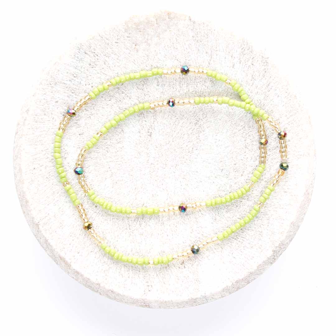 Lime and Sunshine Beaded Anklet Champagne Gold-1
