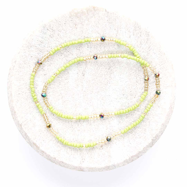 Lime and Sunshine Beaded Anklet Champagne Gold-1