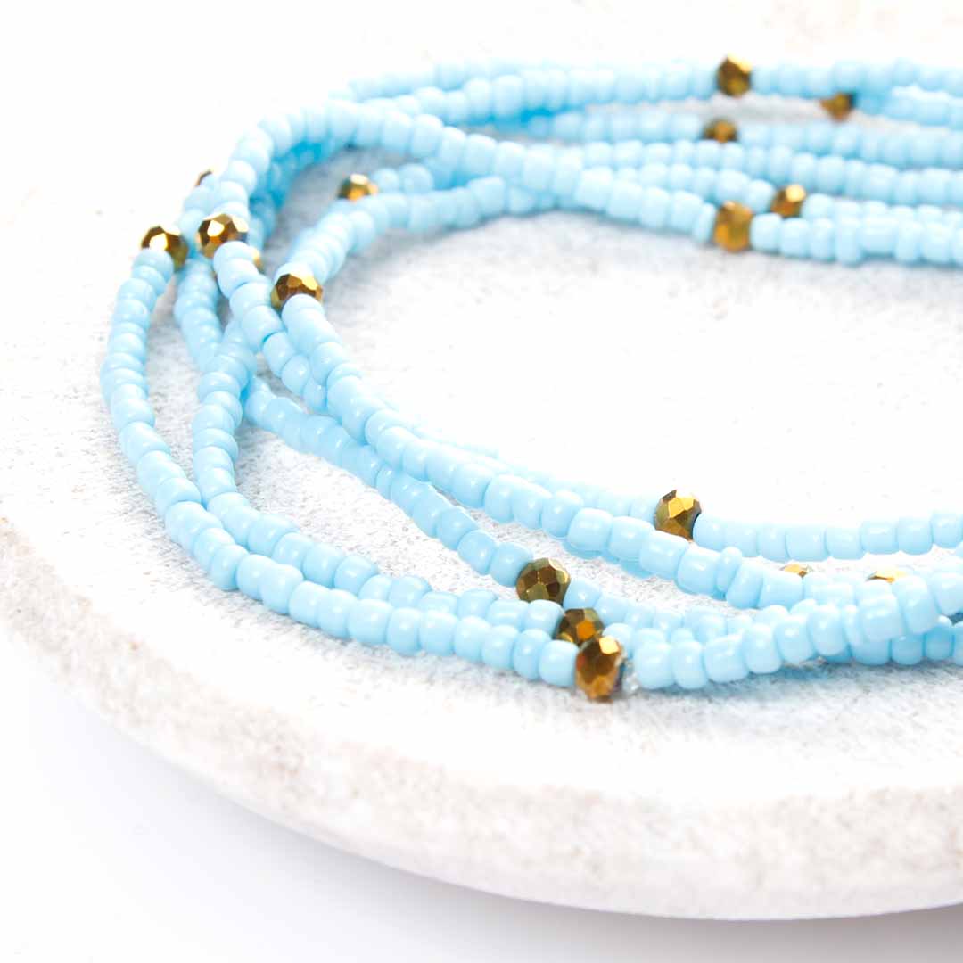 Matte Blue Sunset Beaded Anklet 1