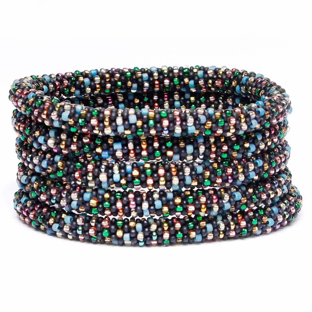 Midnight Kaleidoscope Stripe Beaded Bracelet