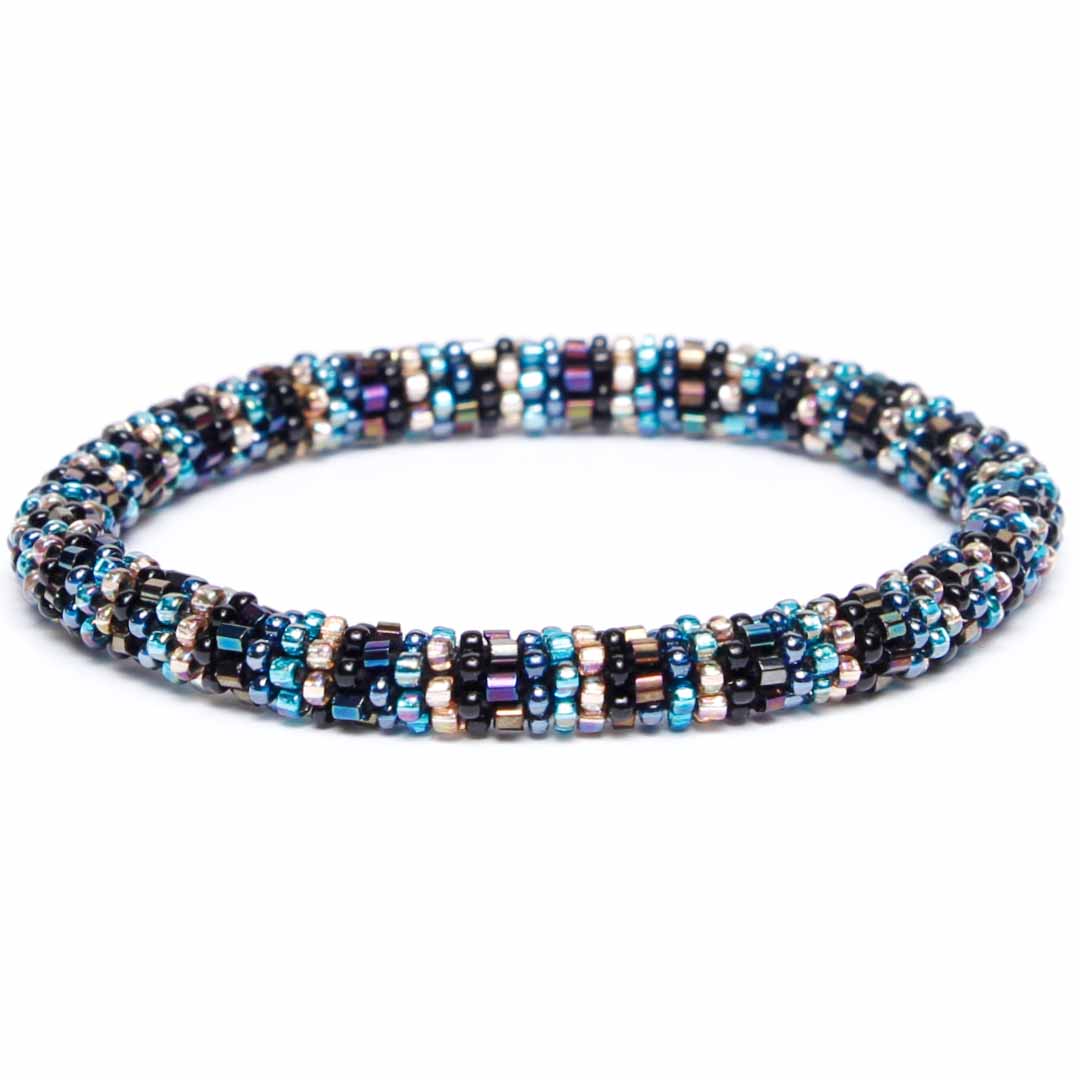 Midnight Topaz Stripe Beaded Bracelet-1