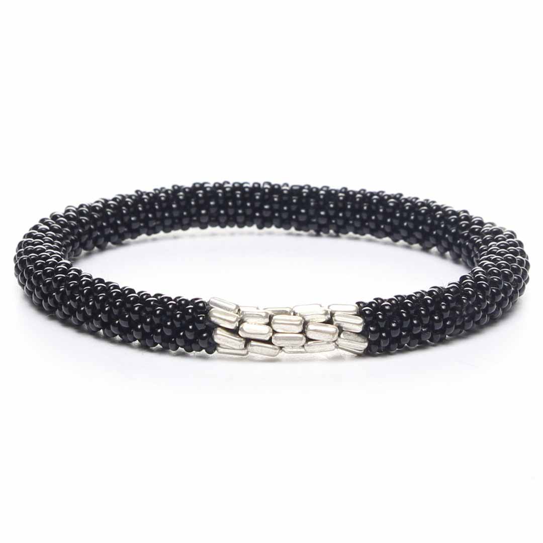 Mod Black & Silver Beaded Bracelet 
