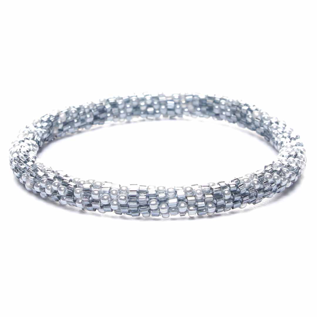 Moonlight Gray Sparkles Beaded Bracelet