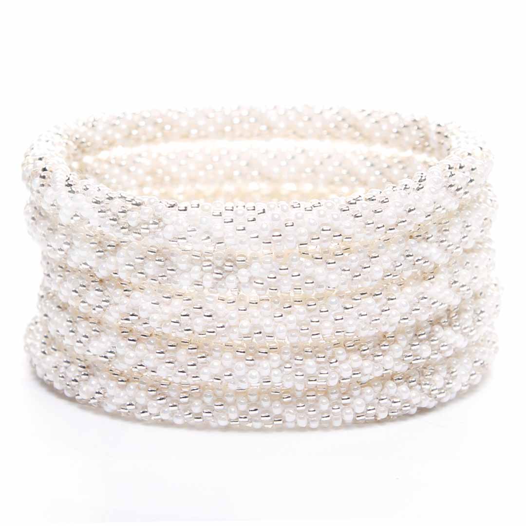Moonlight Shell Bracelet - Seed Bead Jewelry - Stack